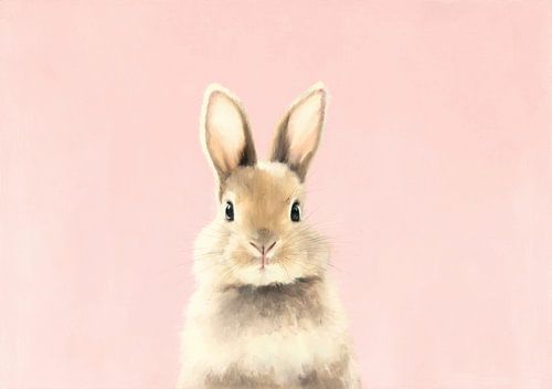 Junger Hase auf Rosa von Niklas Maximilian