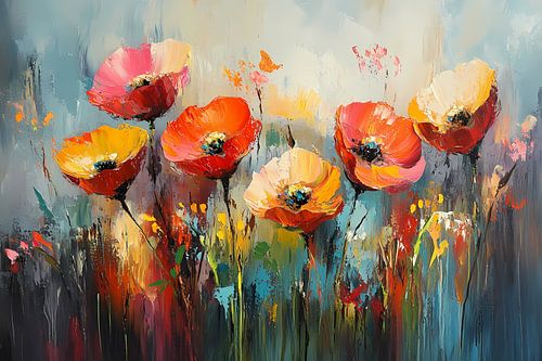 Abstracte bloemen in levendige kleuren