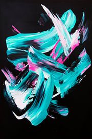 Colour explosion on black - Abstract by Poster Art Shop