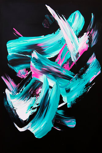 Kleurenexplosie op zwart - Abstract
