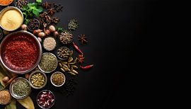 Diverse kruiden met zwarte achtergrond