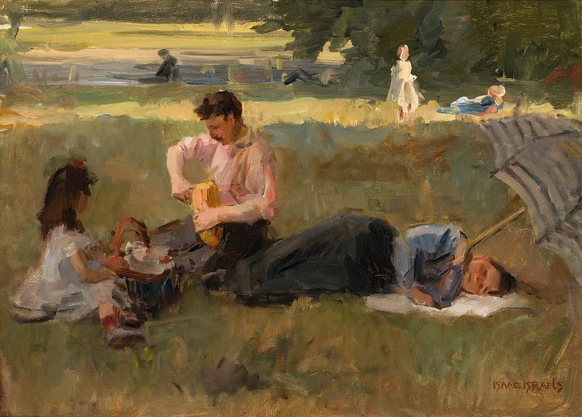 Picknick in het Bois de Boulogne, Parijs, Isaac Israëls van Meesterlijcke Meesters