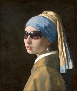 Mädchen mit dem Perlenohrring mit schwarzer moderner Sonnenbrille