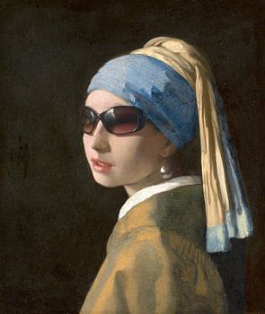 Girl with the pearl earring with black modern sunglasses