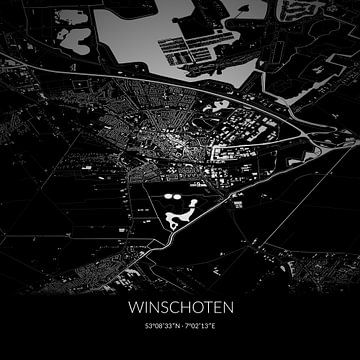 Schwarz-weiße Karte von Winschoten, Groningen. von Rezona