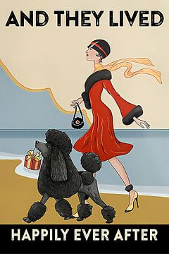 Vintage meisje en hond en ze leefden nog lang en gelukkig van Steven Kingsbury