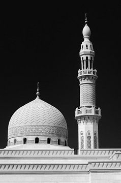 Moschee mit Minarett und Kuppel in schwarz-weiss von Dieter Walther