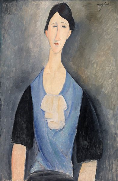 Amedeo Modigliani,Jonge vrouw in blauw van finemasterpiece