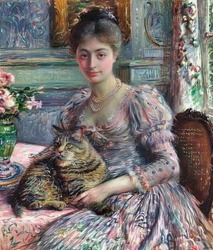 Frau mit Katze von Egon Zitter