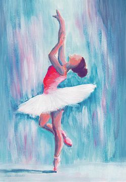 En point seul pied, ballerina schilderij van Krista Kitsz Art
