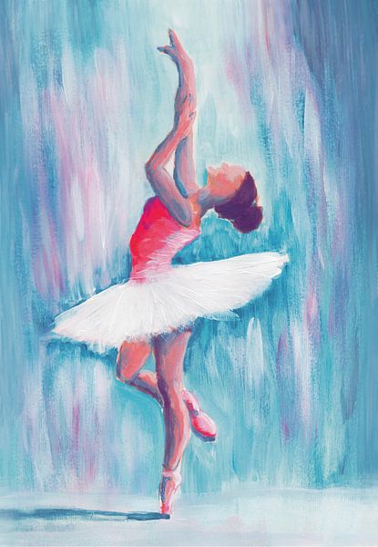 En point seul pied, peinture de ballerine par Krista Kitsz Art