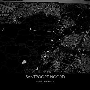 Zwart-witte landkaart van Santpoort-Noord, Noord-Holland. van Rezona