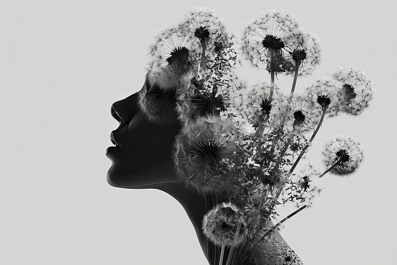 surrealist woman with flowers dandelions by Egon Zitter