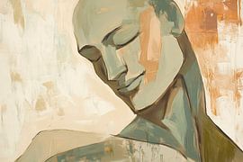 Melancholisch gezicht in een zachte stijl van Poster Art Shop