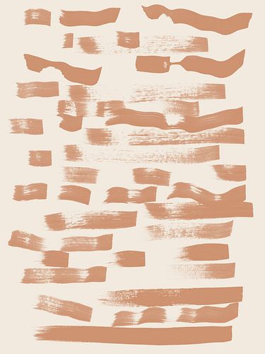 Wabi-sabi abstracte minimalistische kunst in brons op beige