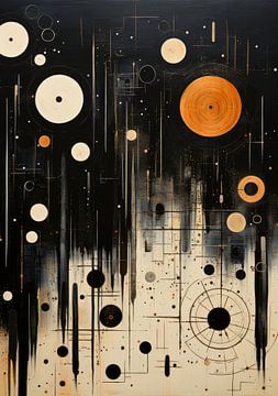 Peinture abstraite Impression d'art Moderne Noir Blanc Orange sur Niklas Maximilian