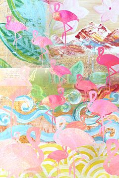 Flamingos Collage van Green Nest