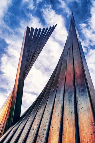Metal sculpture with clouds in jardins del real in Valencia Spain