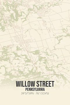 Carte ancienne de Willow Street (Pennsylvanie), USA. sur Rezona