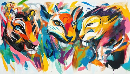 3 abstract strange animals