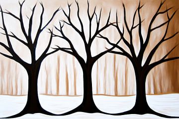 Minimalistisch winters landschap schilderij van Art & Soul Creations