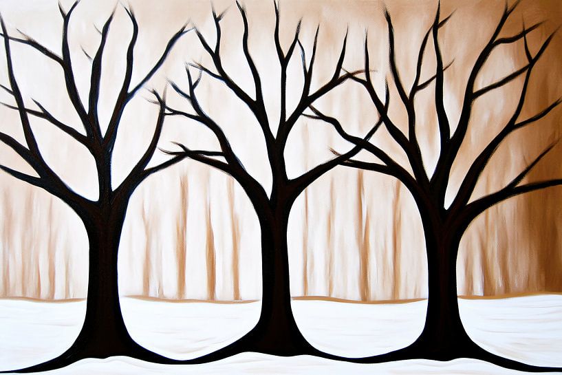 Minimalistisch winters landschap schilderij van Art & Soul Creations