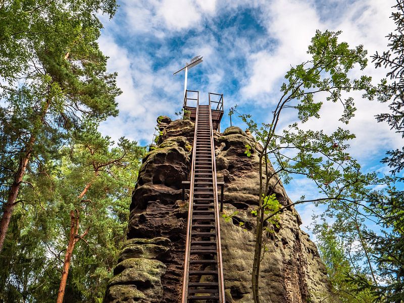Katzstein, Sächsische Schweiz - Treppe auf den Katzfels von Pixelwerk