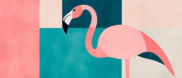 Flamingo in zachte pastelkleuren van Poster Art Shop