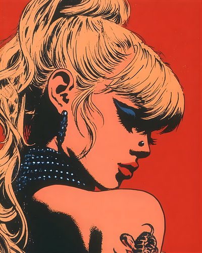 Retro-glamour-tatoeageportret in rood