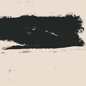 Japandi-Landschaft. Abstraktes Gemälde in Schwarz-Weiß.