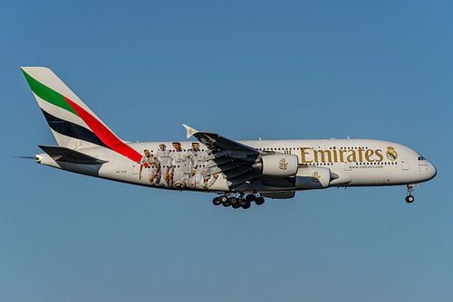Emirates Airbus A380 in Real Madrid livery.