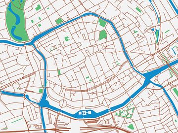 Kaart van Groningen Centrum in de stijl Urban Ivory van Map Art Studio