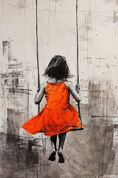 Girl on the Swing | Banksy Style | Graffiti