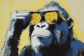 Chimpanzee | Mysterious Eyes Behind Glass by Wonderful Art
