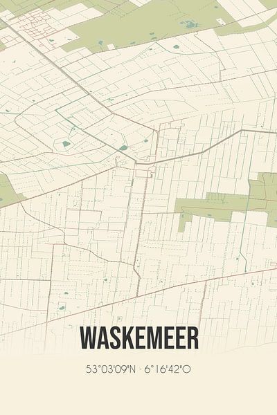 Vintage map of Waskemeer (Fryslan) by Prints of Place