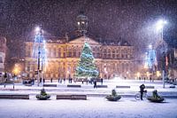 Winter op de Dam in Amsterdam