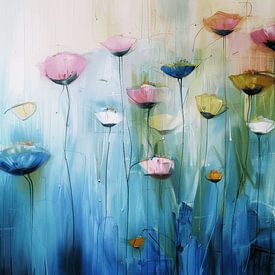 Wildblumen in einem blauen Feld von Blumen von Studio Allee