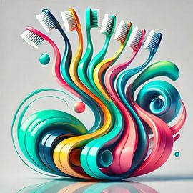 Abstrakte Kunst mit Zahnbürsten von Basahen