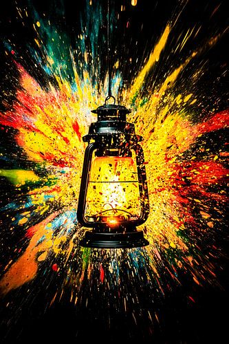Lanterne colorée en explosion