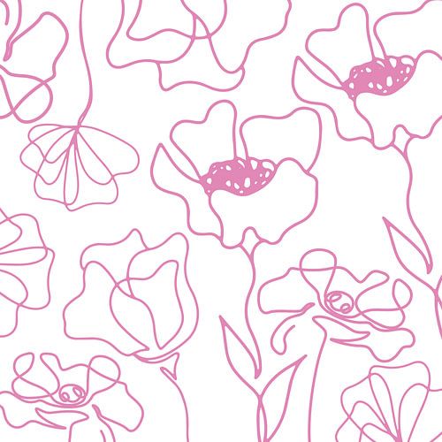 Scandinavische Bloemenmarkt Roze op Wit van Mad Dog Art
