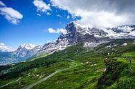 Zicht op de noordzijde van de Eiger met een mix van zon en wolken van Leo Schindzielorz thumbnail