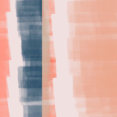 Moderne abstracte kunst in pastelkleuren.  Terra en blauw.