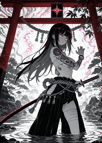 Samurai Girl Torii Gate Anime Manga Japan