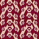 Geometrisch jaren 70 retro-patroon in wijnrood en gebroken wit. van Dina Dankers thumbnail