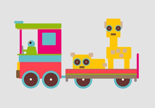 Animal truck with lion and giraffe