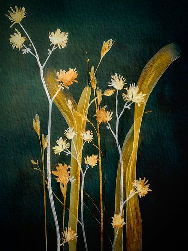 Botanische Art Deco. Gouden grassen