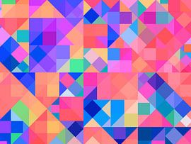 Bauhaus-stijl Rechthoeken en vierkanten Rood Magenta Blauw