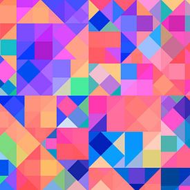 Bauhausstil Rechtecke und Quadrate Rot Magenta Blau von Claudia Gründler