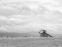 Pile dwelling on the beach at Sankt Peter-Ording