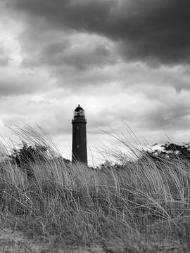 Leuchtturm Darßer Ort schwarz-weiß von Jörg Hausmann